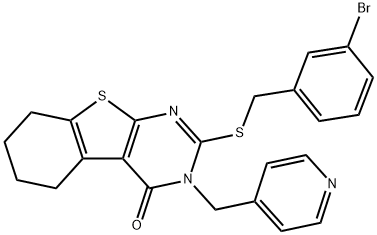 2-[(3-bromophenyl)methylsulfanyl]-3-(pyridin-4-ylmethyl)-5,6,7,8-tetrahydro-[1]benzothiolo[2,3-d]pyrimidin-4-one Struktur