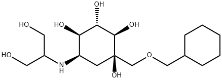 D-epi-Inositol, 2-C-[(cyclohexylmethoxy)methyl]-3,4-dideoxy-4-[[2-hydroxy-1-(hydroxymethyl)ethyl]amino]- (9CI) Struktur