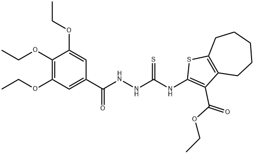 ethyl 2-(2-(3,4,5-triethoxybenzoyl)hydrazinecarbothioamido)-5,6,7,8-tetrahydro-4H-cyclohepta[b]thiophene-3-carboxylate Struktur