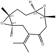 5,12-Dioxatricyclo[9.1.0.04,6]dodecan-8-one, 1,6-dimethyl-9-(1-methylethylidene)-, (1R,4R,6R,11R)-rel- Struktur