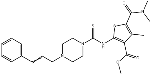 (E)-methyl 2-(4-cinnamylpiperazine-1-carbothioamido)-5-(dimethylcarbamoyl)-4-methylthiophene-3-carboxylate Struktur