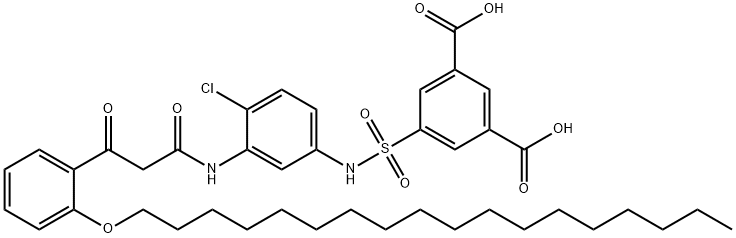 5-{3-[1,3-Dioxo-3(2-octadecyl-oxiphenyl) propylamino]-4-chloroanilinosulfphonyl)izophthallic acid Struktur