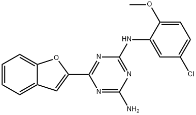 6-(1-benzofuran-2-yl)-2-N-(5-chloro-2-methoxyphenyl)-1,3,5-triazine-2,4-diamine Struktur