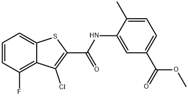 methyl 3-(3-chloro-4-fluorobenzo[b]thiophene-2-carboxamido)-4-methylbenzoate Struktur