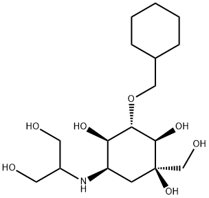 D-epi-Inositol, 6-O-(cyclohexylmethyl)-3,4-dideoxy-4-[[2-hydroxy-1-(hydroxymethyl)ethyl]amino]-2-C-(hydroxymethyl)- (9CI) Struktur