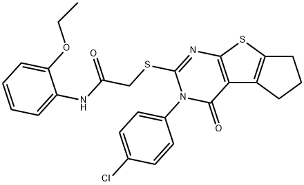 2-[[2-(4-chlorophenyl)-1-oxo-7,8-dihydro-6H-cyclopenta[2,3]thieno[2,4-b]pyrimidin-3-yl]sulfanyl]-N-(2-ethoxyphenyl)acetamide Struktur