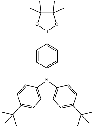 9H-Carbazole, 3,6-bis(1,1-dimethylethyl)-9-[4-(4,4,5,5-tetramethyl-1,3,2-dioxaborolan-2-yl)phenyl]- Struktur