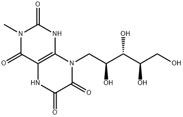 D-Ribitol,  1-deoxy-1-(1,3,4,5,6,7-hexahydro-3-methyl-2,4,6,7-tetraoxo-8(2H)-pteridinyl)-  (9CI) Struktur