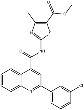 methyl 2-(2-(3-chlorophenyl)quinoline-4-carboxamido)-4-methylthiazole-5-carboxylate Struktur