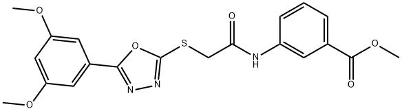 Methyl 3-(2-((5-(3,5-dimethoxyphenyl)-1,3,4-oxadiazol-2-yl)thio)acetamido)benzoate Struktur