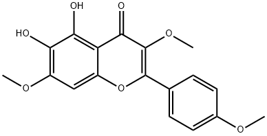 4H-1-Benzopyran-4-one,5,6-dihydroxy-3,7- dimethoxy-2-(4-methoxyphenyl)- Struktur