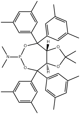 (3aR,8aR)-4,4,8,8-Tetrakis(3,5-dimethylphenyl)-N,N,2,2-tetramethyltetrahydro-[1,3]dioxolo[4,5-e][1,3,2]dioxaphosphepin-6-amine Struktur