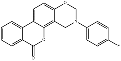 3-(4-fluorophenyl)-2,4-dihydroisochromeno[3,4-f][1,3]benzoxazin-6-one Struktur