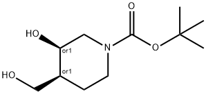 1-Piperidinecarboxylic acid, 3-hydroxy-4-(hydroxyMethyl)-, 1,1-diMethylethyl ester, (3R,4S)-rel- Struktur