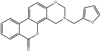 3-(furan-2-ylmethyl)-2,4-dihydroisochromeno[3,4-f][1,3]benzoxazin-6-one Struktur