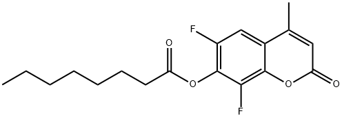 Octanoic acid, 6,8-difluoro-4-methyl-2-oxo-2H-1-benzopyran-7-yl ester Struktur