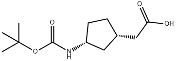 Cyclopentaneacetic acid, 3-[[(1,1-dimethylethoxy)carbonyl]amino]-, (1S,3R)- Struktur