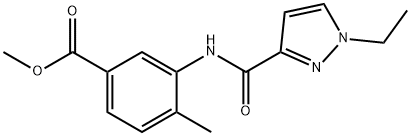 methyl 3-(1-ethyl-1H-pyrazole-3-carboxamido)-4-methylbenzoate Struktur