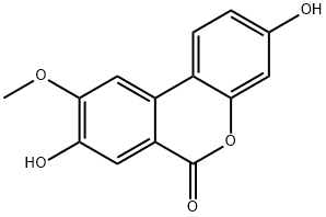 6H-Dibenzo[b,d]pyran-6-one, 3,8-dihydroxy-9-methoxy- Struktur