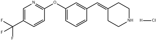 Pyridine, 2-[3-(4-piperidinylidenemethyl)phenoxy]-5-(trifluoromethyl)-, hydrochloride (1:1) Struktur