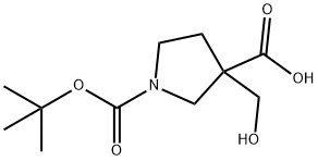 1-[(tert-butoxy)carbonyl]-3-(hydroxymethyl)pyrrolidine-3-carboxylic acid Struktur