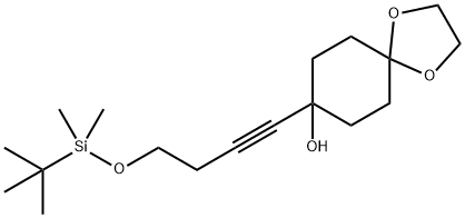 1,4-Dioxaspiro[4.5]decan-8-ol, 8-[4-[[(1,1-dimethylethyl)dimethylsilyl]oxy]-1-butyn-1-yl]- Struktur