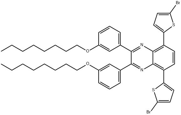 5,8‐bis(5‐broMothiophen‐
2‐yl)‐2,3‐bis(3‐
(octyloxy)phenyl)quinoxal
ine Struktur