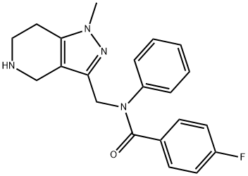 4-fluoro-N-[(1-methyl-4,5,6,7-tetrahydro-1H-pyrazolo[4,3-c]pyridin-3-yl)methyl]-N-phenylbenzamide hydrochloride Struktur