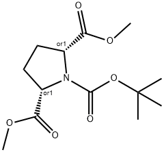 1,2,5-Pyrrolidinetricarboxylic acid, 1-(1,1-dimethylethyl) 2,5-dimethyl ester, (2R,5S)-rel- Struktur