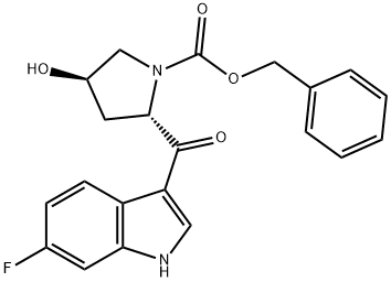 1-?Pyrrolidinecarboxyli?c acid, 2-?[(6-?fluoro-?1H-?indol-?3-?yl)?carbonyl]?-?4-?hydroxy-?, phenylmethyl ester, (2S,?4R)?-