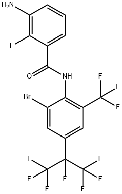 Benzamide, 3-amino-N-[2-bromo-4-[1,2,2,2-tetrafluoro-1-(trifluoromethyl)ethyl]-6-(trifluoromethyl)phenyl]-2-fluoro- Struktur