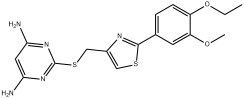 2-({[2-(4-ethoxy-3-methoxyphenyl)-1,3-thiazol-4-yl]methyl}sulfanyl)pyrimidine-4,6-diamine Struktur