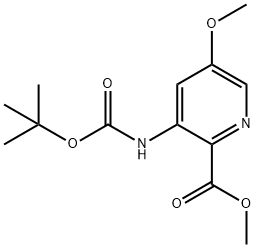 2-Pyridinecarboxylic acid, 3-[[(1,1-dimethylethoxy)carbonyl]amino]-5-methoxy-, methyl ester Struktur