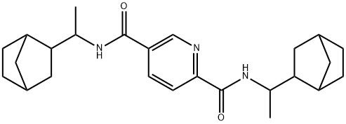 2-N,5-N-bis[1-(3-bicyclo[2.2.1]heptanyl)ethyl]pyridine-2,5-dicarboxamide Struktur