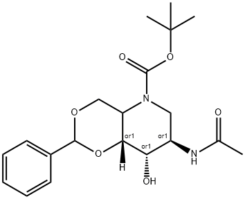 2-Acetamido-4,6-O-benzylidene-N-Boc-1,2,5-trideoxy-1,5-imino-D-glucitol Struktur