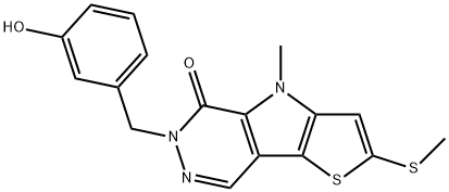 5H-?Thieno[2',?3':4,?5]?pyrrolo[2,?3-?d]?pyridazin-?5-?one, 4,?6-?dihydro-?6-?[(3-?hydroxyphenyl)?methyl]?-?4-?methyl-?2-?(methylthio)?- Struktur