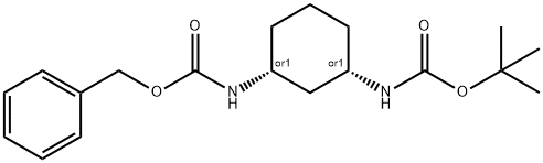 Carbamic acid, N-[(1R,3S)-3-[[(1,1-dimethylethoxy)carbonyl]amino]cyclohexyl]-, phenylmethyl ester, rel- Struktur