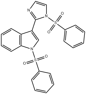 1H-Indole, 1-(phenylsulfonyl)-3-[1-(phenylsulfonyl)-1H-imidazol-2-yl]- Struktur