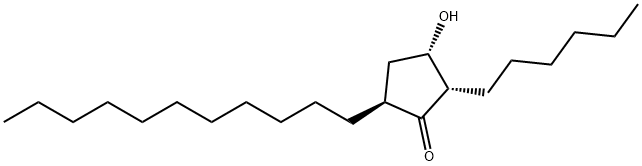 Cyclopentanone, 2-hexyl-3-hydroxy-5-undecyl-, (2S,3S,5S)- Struktur