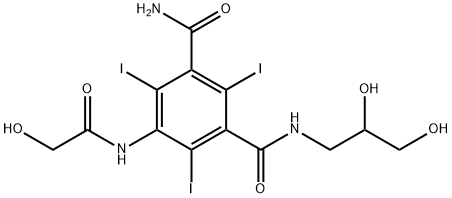 1,3-Benzenedicarboxamide, N1-(2,3-dihydroxypropyl)-5-[(2-hydroxyacetyl)amino]-2,4,6-triiodo- Struktur