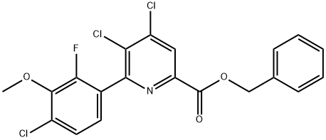 2-Pyridinecarboxylic acid, 4,5-dichloro-6-(4-chloro-2-fluoro-3-methoxyphenyl)-, phenylmethyl ester Struktur