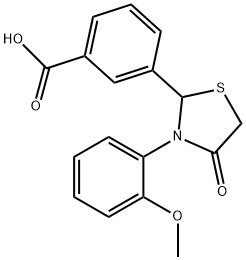 Benzoic acid, 3-[3-(2-methoxyphenyl)-4-oxo-2-thiazolidinyl]- Struktur