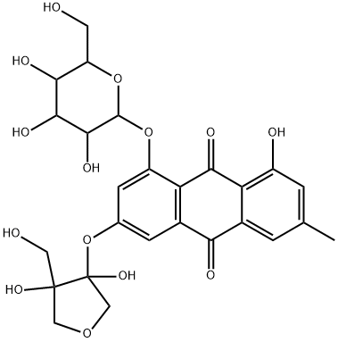 3-(D-apio-beta-D-furanosyloxy)-1-(beta-D-glucopyranosyloxy)-8-hydroxy-6-methylanthraquinone  Struktur