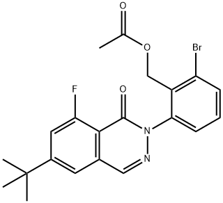 2-Bromo-6-(6-tert-butyl-8-fluoro-1-oxo-1,2-dihydrophthalazin-2-yl)phenyl]methyl acetate Struktur