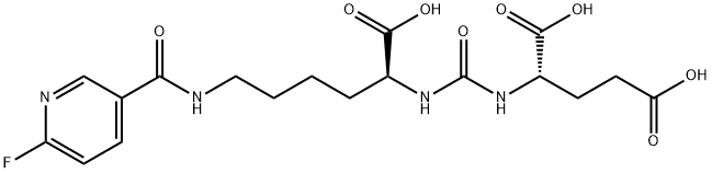 L-Glutamic acid, N-[[[(1S)-1-carboxy-5-[[(6-fluoro-3-pyridinyl)carbonyl]amino]pentyl]amino]carbonyl]- Struktur