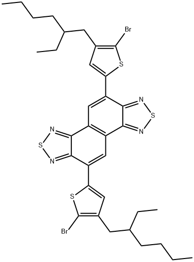 Naphtho[1,2-c:5,6-c']bis[1,2,5]thiadiazole, 5,10-bis[5-bromo-4-(2-ethylhexyl)-2-thienyl]- Struktur