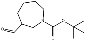 1H-Azepine-1-carboxylic acid, 3-formylhexahydro-, 1,1-dimethylethyl ester Struktur