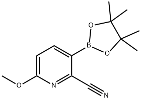 2-Pyridinecarbonitrile, 6-methoxy-3-(4,4,5,5-tetramethyl-1,3,2-dioxaborolan-2-yl)- Struktur