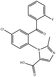 1H-Imidazole-5-carboxylic acid, 1-[4-chloro-2-(2-fluorobenzoyl)phenyl]-2-methyl- Struktur