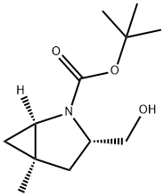 2-Azabicyclo[3.1.0]hexane-2-carboxylic acid, 3-(hydroxymethyl)-5-methyl-, 1,1-dimethylethyl ester, (1R,3S,5R)- Struktur